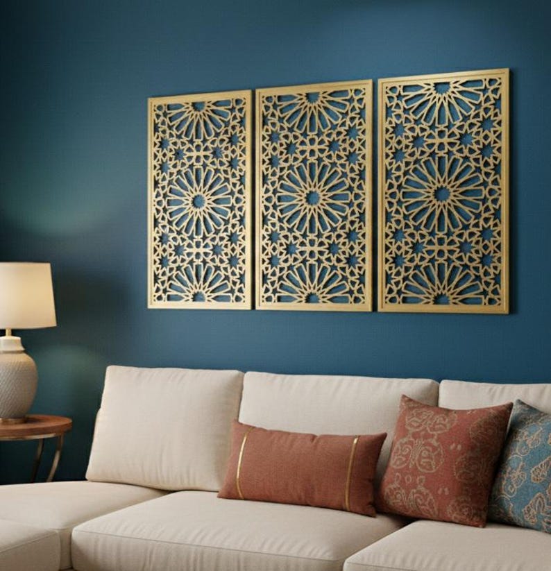Moroccan Wall Decor, Carved Wood Art, Modern Islamic Home Decor ...