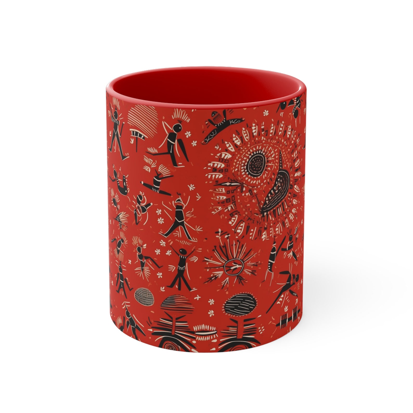 Warli Art Mug Indian Folk Art Mug Tile Pattern Mug Twotone Etsy