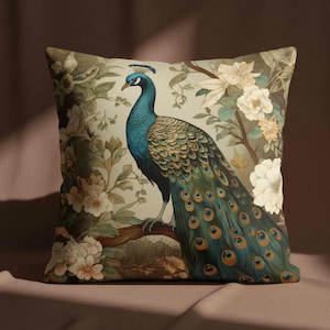 Peacock William Morris Throw Pillow Cover Morris Art Cushion Cover Vintage Pillow Case Ancient Decorative Pillow INSERT NOT INCLUDED