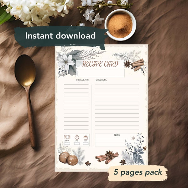 Family Cookbook Template Family Reunion Gift Vintage Homemade Recipe Page Printable Family Recipe Book Christmas Gift Basket Family