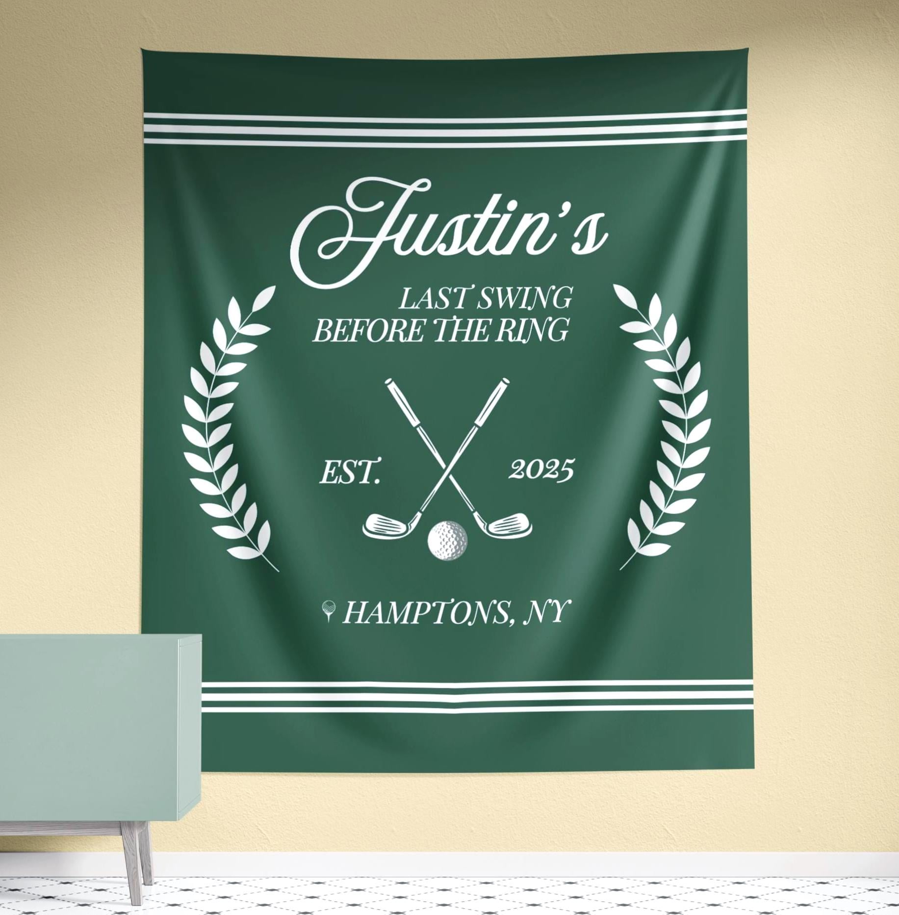Golf Bachelor Party Banner Custom Green Golf Theme Sign Par Tee Decor Personalized Tapestry Last Swing Before the Ring Groomsmen Weekend