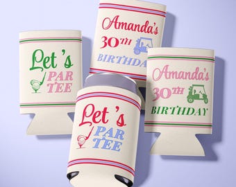 Golf Birthday Can Cooler with Name Let’s Par Tee Party Favor Custom Drink Holder Girls Golf Reunion Preppy Bday Gift for Golfer Woman Friend