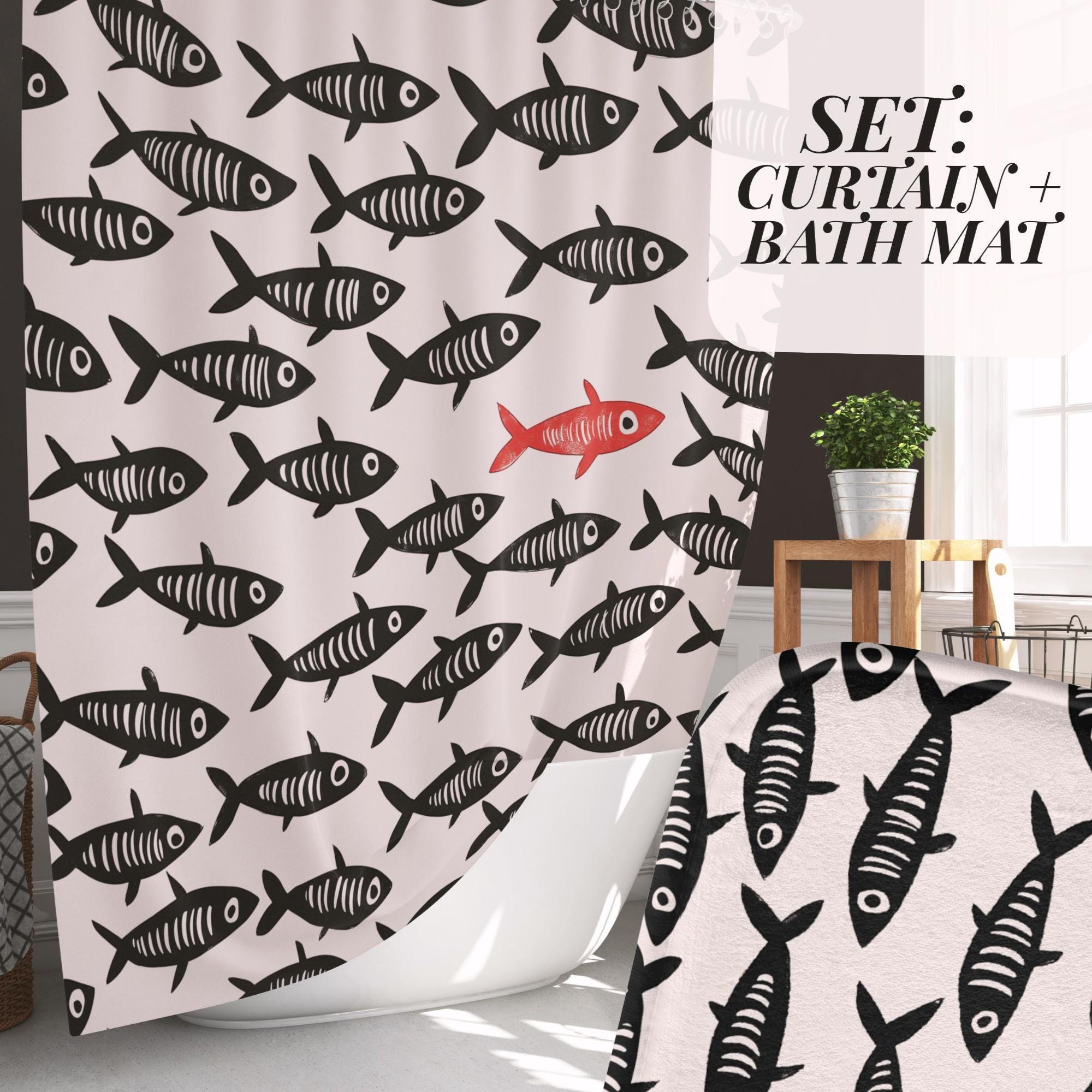RnnJoile Duschvorhang Mit Oktopus-Muster – Wasserdicht, 183 X 183 Cm, Inkl. 12 Haken (Polyester)