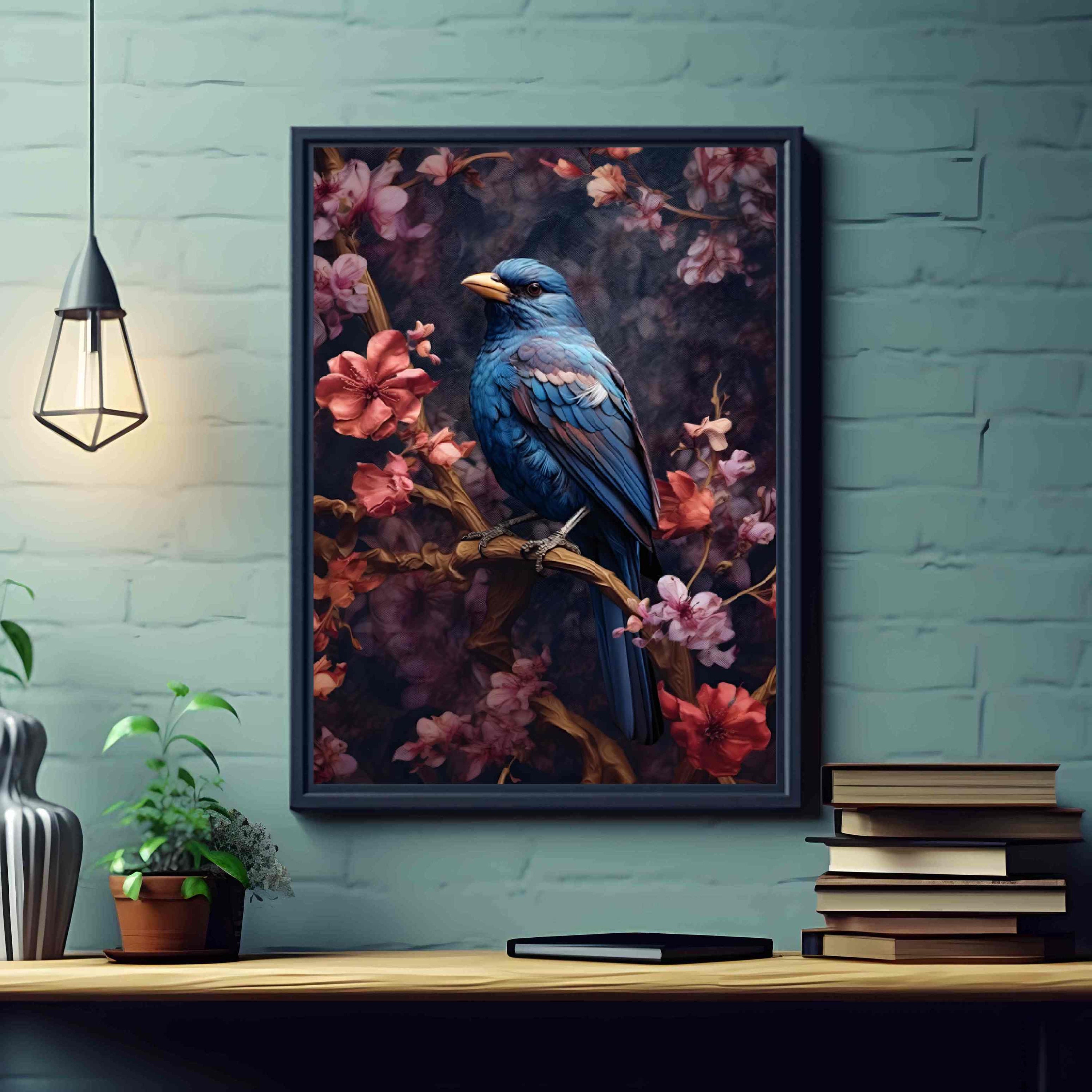 Gothic Bird Painting Moody Floral Bird Dark Academia Aesthetic Etsy
