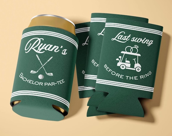 Golf Bachelor Party Can Cooler Custom Name Last Swing Before The Ring Drink Holder Groomsmen Gift Funny Beer Sleeve Golf Weekend Party Favor