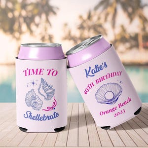 Time to Shellebrate Can Cooler Birthday Party Favor