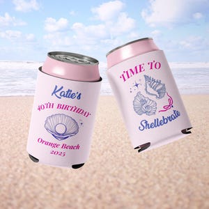 Time to Shellebrate Can Cooler Birthday Party Favor