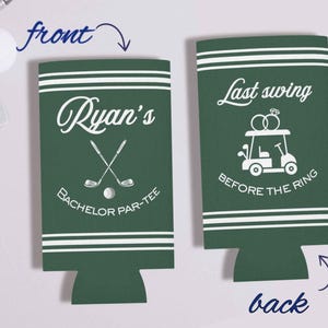 Golf Bachelor Party Can Cooler Custom Name Par tee
