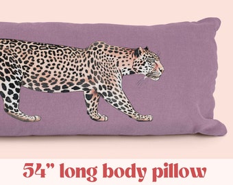 Funda de almohada de guepardo rosa, decoración tropical, almohada de leopardo, almohada decorativa de safari para cama, funda de almohada de cuerpo largo, almohada lumbar de tigre rosa