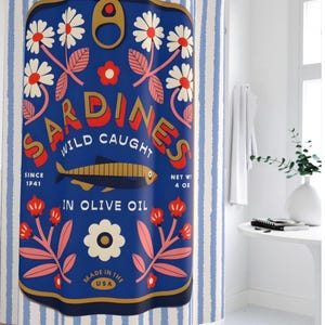 Tinned Fish Shower Curtain Sardine Bathroom Decor