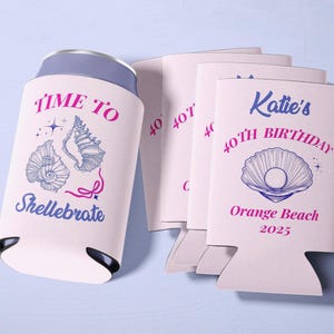 Time to Shellebrate Can Cooler Birthday Party Favor