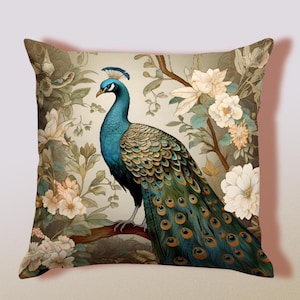 Peacock William Morris Throw Pillow Cover Morris Art Cushion Cover Vintage Pillow Case Ancient Decorative Pillow INSERT NOT INCLUDED