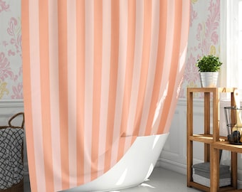 Cottagecore Shower Curtain Light Pink Stripes Shower Curtain with Stripes Bathroom Decor Peachy Pink Curtain for Shower Decor Summer House