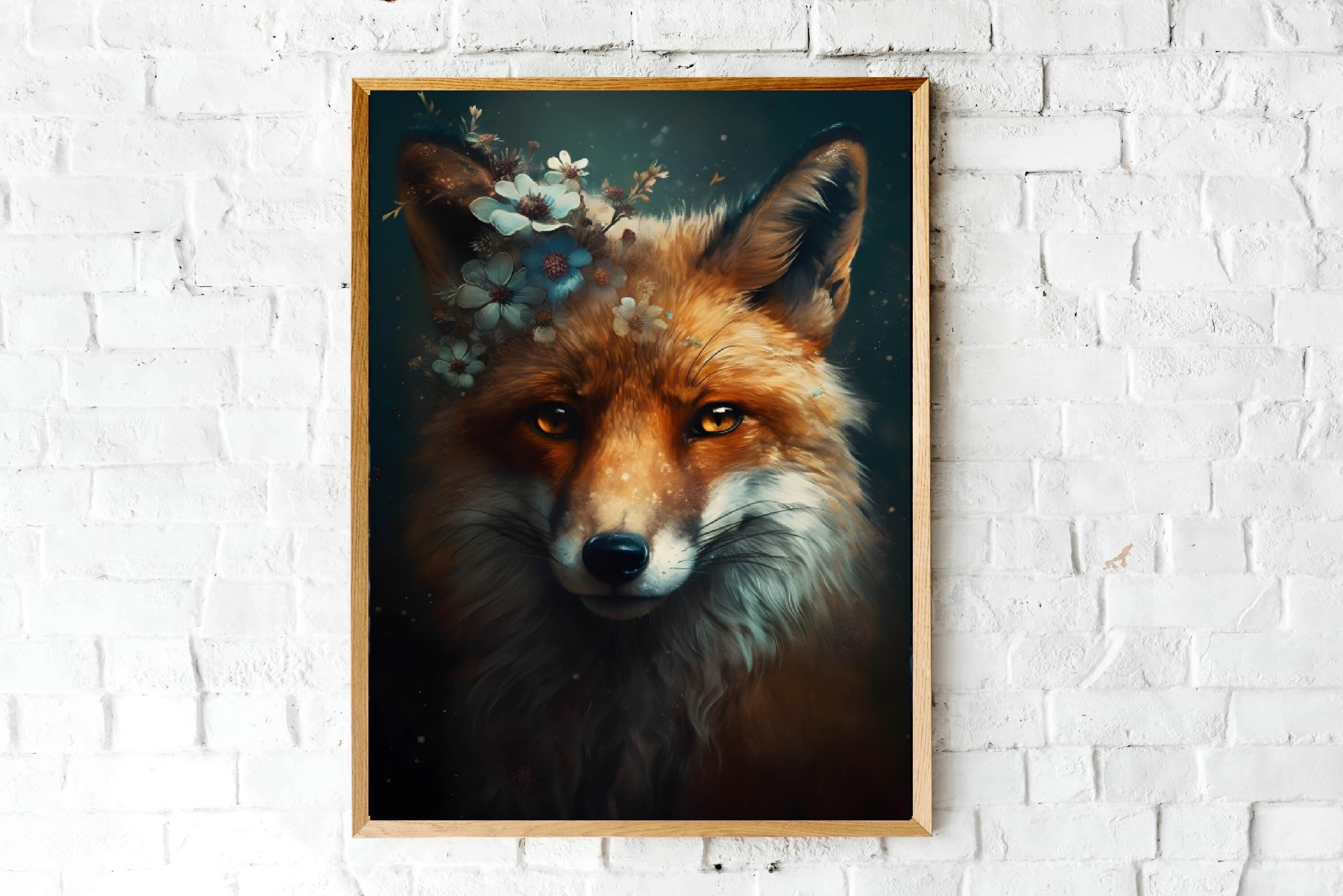 Vintage Fox Painting Dark Cottage Core Wall Art Dark Aesthetic - Etsy