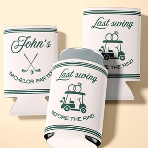 名前入りカスタムゴルフ缶クージー、新郎チームパーティーの記念品、ゴルフ旅行ビールクーラー、パーソナライズゴルフカートドリンクスリーブ、面白いウェディングパーティーギフト