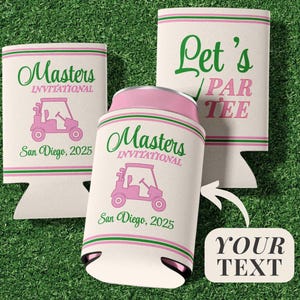 Golf Can Cooler Custom Masters Party Favor Par Tee Drink Sleeve Personalized Golf Cocktail Holder Tournament Gift Party Accessory with Name
