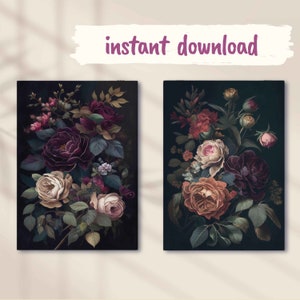 Set of 2 Wall Art Print Download Eclectic Digital Print Dark Moody Painting Dark Romance Print Dark Academy Decor Witchy Decor Dark Boho Art