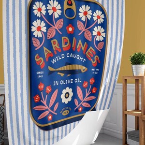 Tinned Fish Shower Curtain Sardine Bathroom Decor