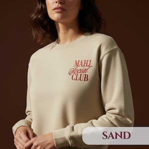 Mahjong Sweatshirt Embroidered Social Club Crewneck Custom Name Mahj Game Night Gift Personalized Tile Game Pullover Casual Gamer Outfit Top image 8
