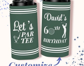 Golf 60. Geburtstag Dosenkühler Personalisiertes Partygeschenk Benutzerdefinierte Getränkehülle Par Tee Feier Geschenk für Ihn Senior Golf Thema Dekoration