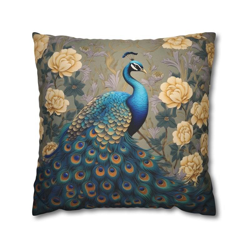 Peacock Pillow Cover William Morris Pillow Cover Yellow Pillow Case