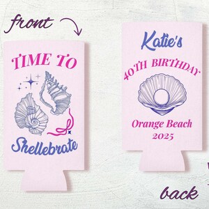 Time to Shellebrate Can Cooler Birthday Party Favor
