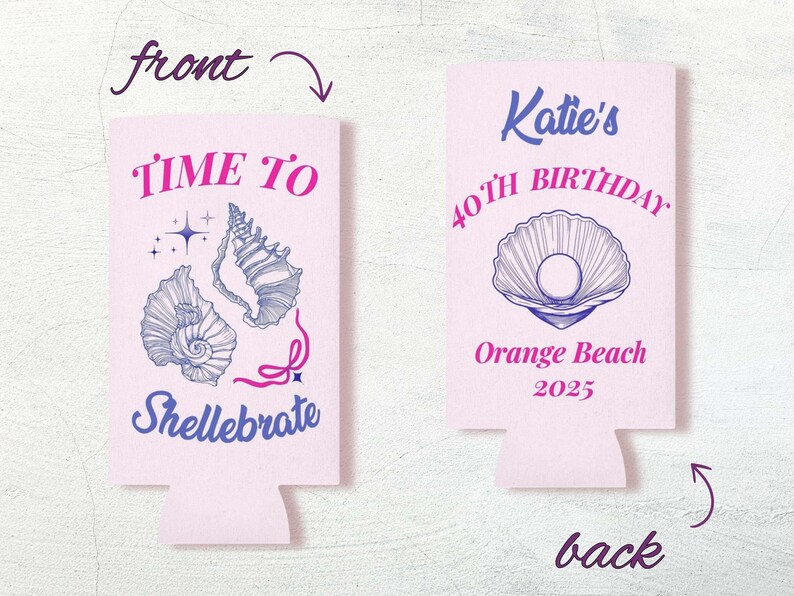 Time to Shellebrate Can Cooler Birthday Party Favor