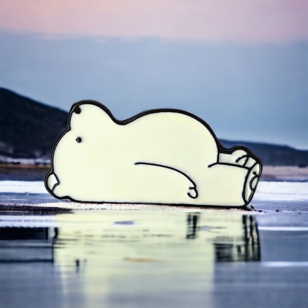 Laid-Back White Bear Pin - Relax and Unwind: Unisex, Women's, Men's, Children's