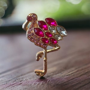 Flamingo with Pink Jewels Pin - Flamingo Fabulosity: Sparkle and Strut Unisex, Women&#39;s, Men&#39;s, Children&#39;s