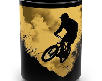 Mountain Bike gift mug Mountain Biker present Black Mug bicycle present Cyclists gift fathers Day Coffee Mug