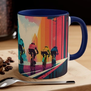 Road Cycling Gift Mug Road Cycling Coffee Mug Artistic design bicycle work Coffee cup