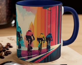 Road Cycling Gift Mug Road Cycling Coffee Mug Artistic design bicycle work Coffee cup