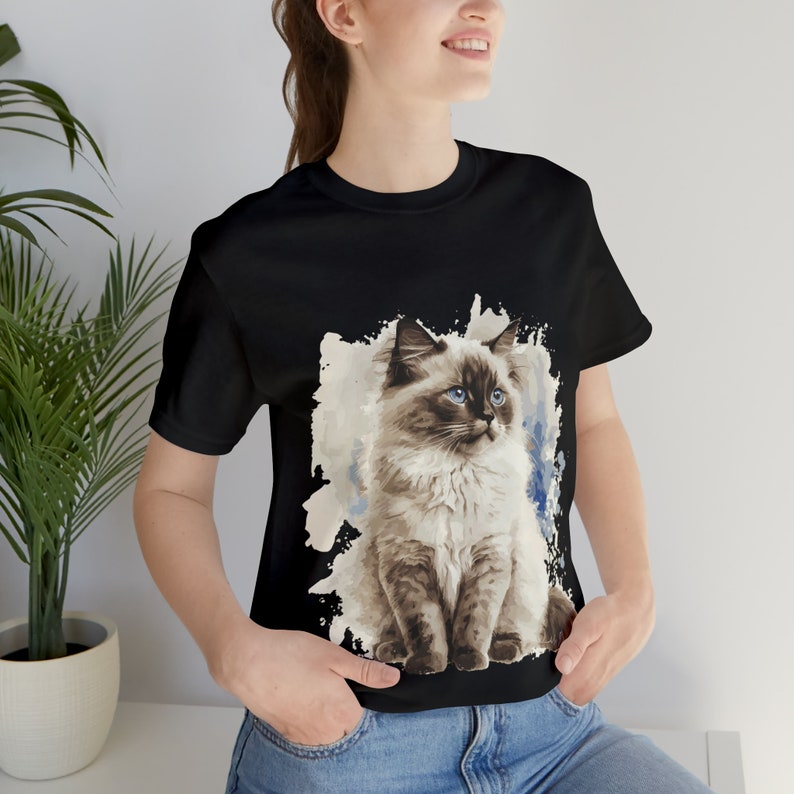 Ragdoll Cat T Shirt in Watercolour for Cat Mom Ragdoll Kitten Gift Tee ...