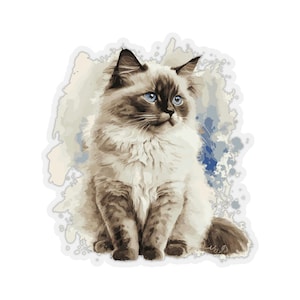 Ragdoll Kitten Sticker Cat mom gift idea watercolour cat sticker for the Ragdoll kitten lover present