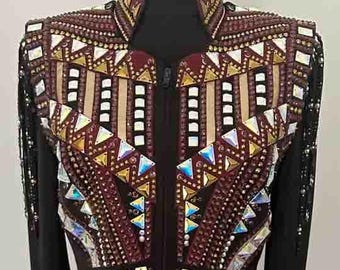 Bolero with shirt Western Custom Rodeo Queen Bolero, Showmanship, Horsemanship, Western Pleasure Show Bolero Shirt & Women Rail Bolero.