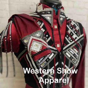 Bolero with shirtWestern Custom Rodeo Queen Jacket, Showmanship, Horsemanship , Western Pleasure Show Shirt & Women Rail Jacket.