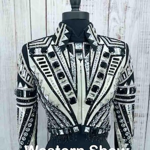 Bolero with shirtWestern Custom Rodeo Queen Jacket, Showmanship, Horsemanship , Western Pleasure Show Shirt & Women Rail Jacket.