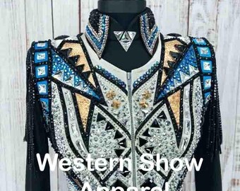 Bolero with shirtWestern Custom Rodeo Queen Jacket, Showmanship, Horsemanship , Western Pleasure Show Shirt & Women Rail Jacket.