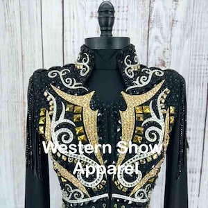 Bolero with shirtWestern Custom Rodeo Queen Jacket, Showmanship, Horsemanship , Western Pleasure Show Shirt & Women Rail Jacket.