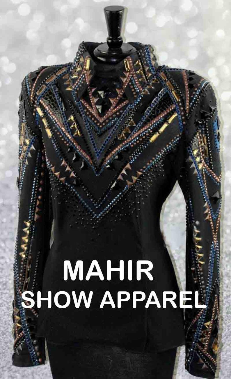 Black Showmanship Jacket, Rhinestone Western Pleasure, Women's Rail Jacket M-50 image 2