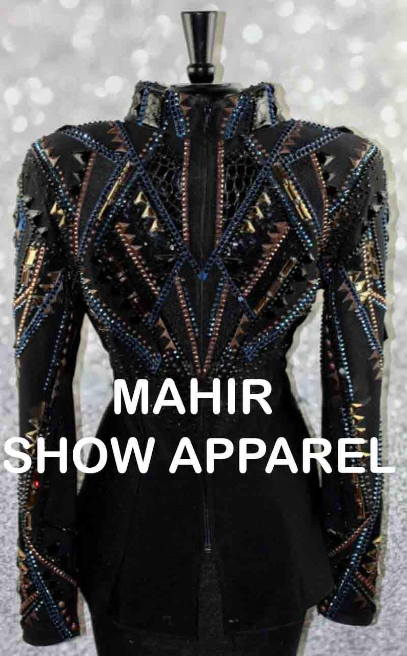 Black Showmanship Jacket, Rhinestone Western Pleasure, Women's Rail Jacket M-50 image 3