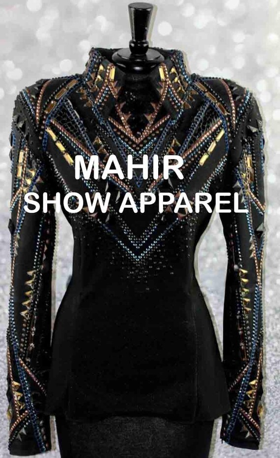 Black Showmanship Jacket, Rhinestone Western Pleasure, Women's Rail Jacket M-50