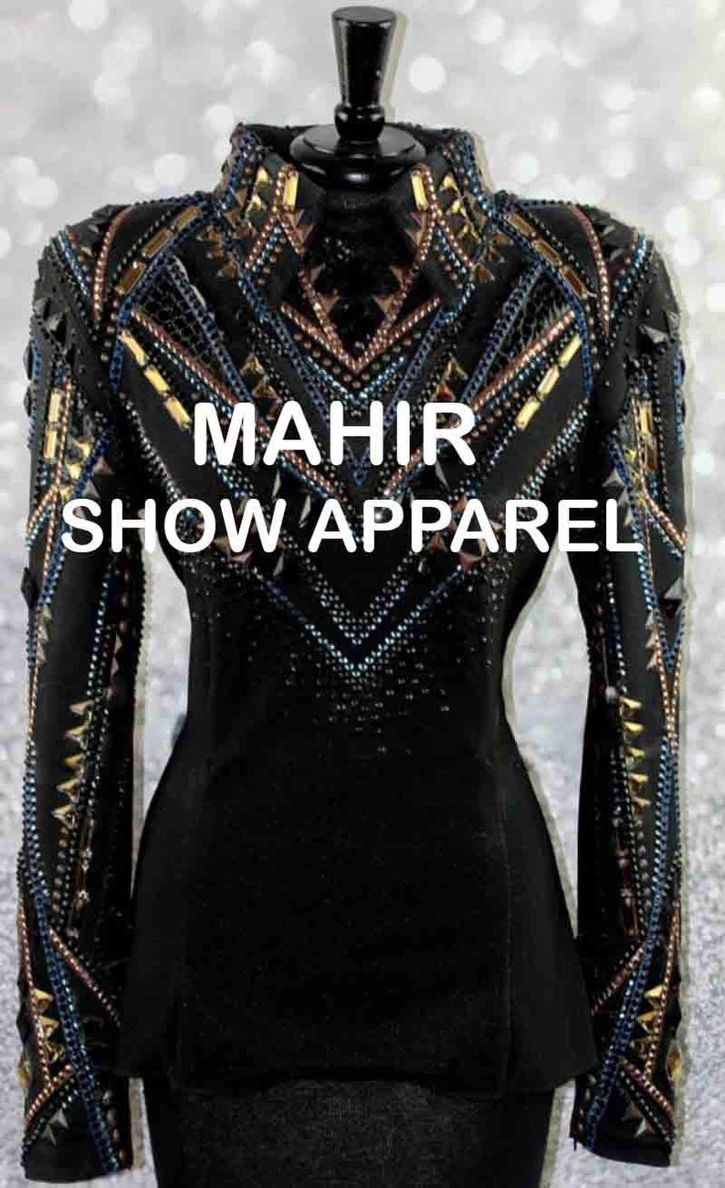 Black Showmanship Jacket, Rhinestone Western Pleasure, Women's Rail Jacket M-50 image 1