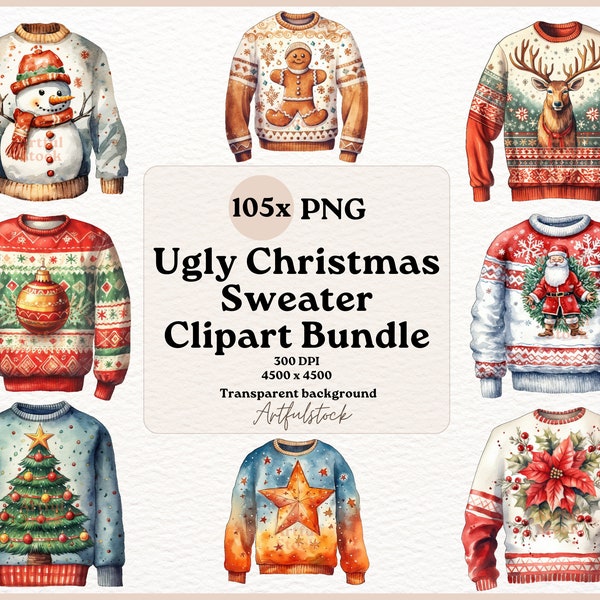 Christmas Sweater Clipart, Ugly Christmas Sweater Clipart, Christmas Clipart, sweater clipart, Holiday Sweater Clipart, Winter Sweater