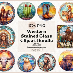 Western Stained Glass Clipart | 170 Western Stained Glass Clipart PNG Format | Cowboy Clipart | Cowgirl | Western Clipart | Commercial Use
