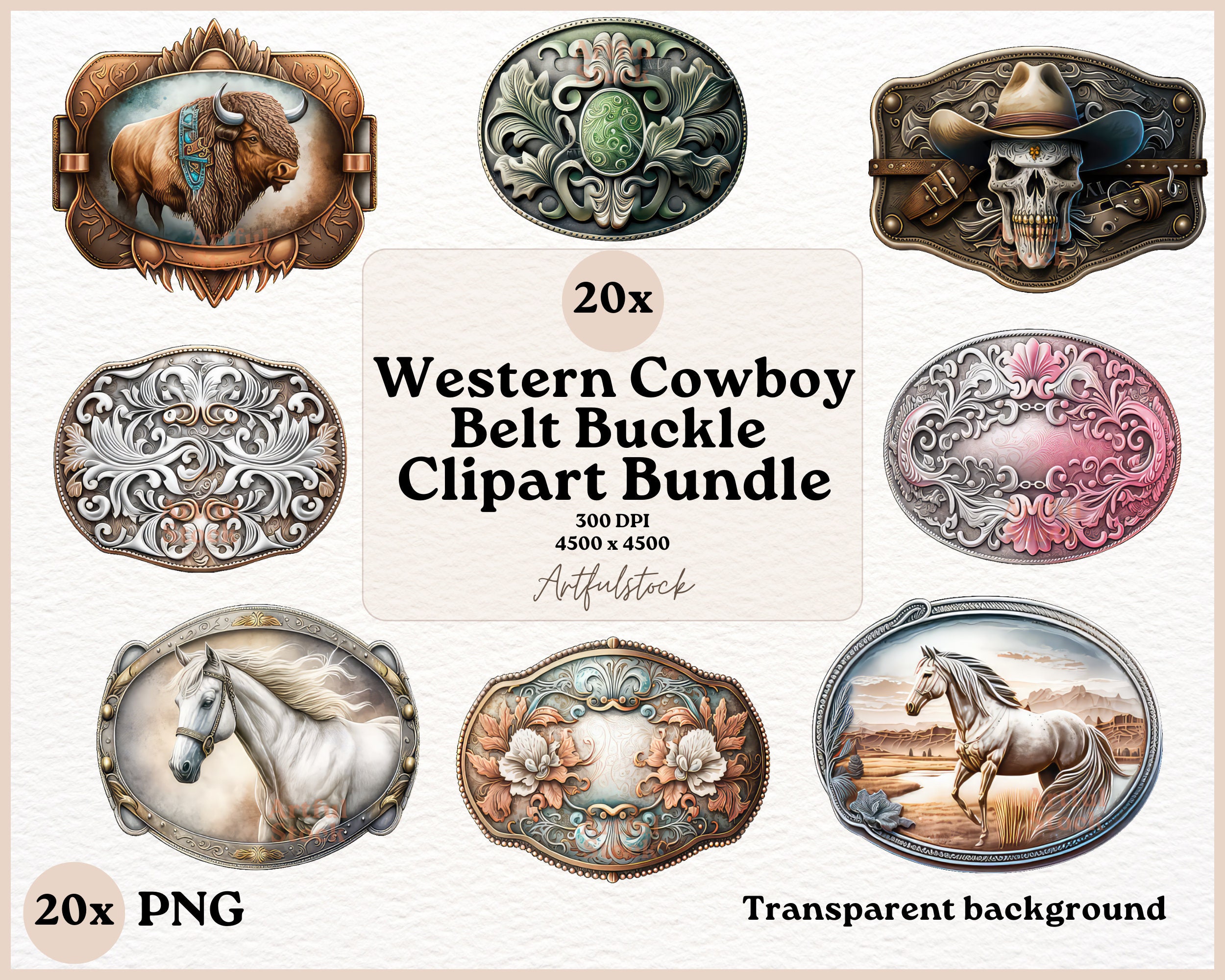 Watercolor Western Belt Buckle Clipart Digital PNG 300DPI - Etsy