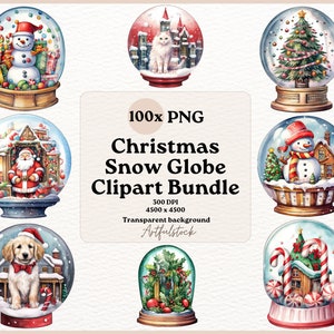 Christmas Snow Globe Clipart, Snow Globe Clipart, Christmas Junk Journal, Christmas Clipart, Xmas Clipart, Christmas Decoration Clipart