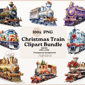 Aquarell Weihnachten Zug Clipart PNG, Urlaub Clipart, Winter Clipart, Zug Clipart, Lokomotive Clipart, Weihnachten Clipart, Sublimation