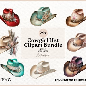 Cowgirl Hat Clipart, Watercolor Cowboy Hat, Rodeo Hat Illustration, Vintage Western Hat, Sublimation