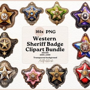 161x Western Sheriff Badge Clipart, Sheriff Badge PNG, Sheriff Star Clipart, Western Clipart, Sheriff Clipart, Cowboy Clipart, High Quality